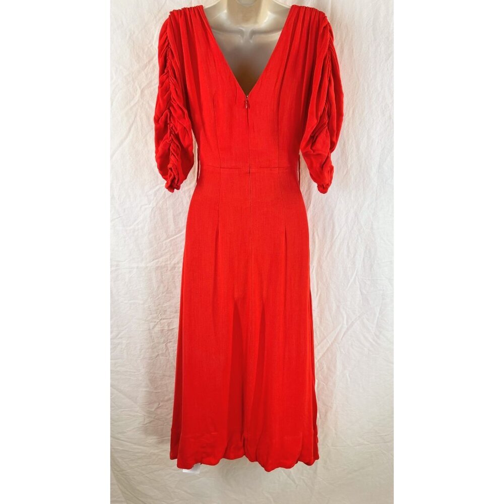 Nicholas Red Gathered Sleeve Midi Dress $698 - Picture 5 of 12